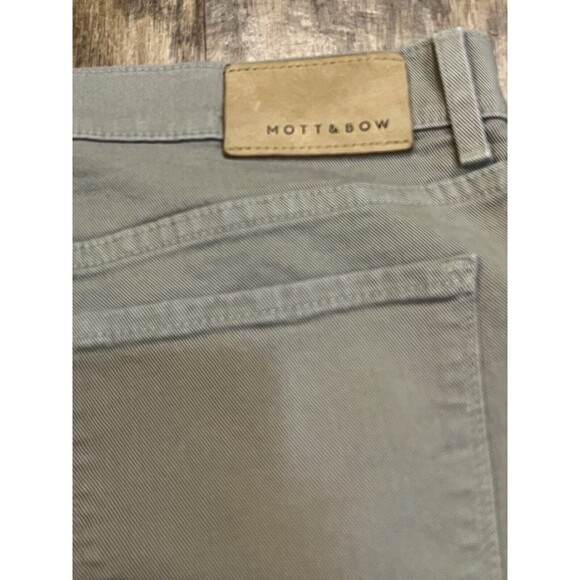 Mott & Bow Slim Pants Mens 33x32 Denim Designer Stretch Beige Office - Picture 10 of 10